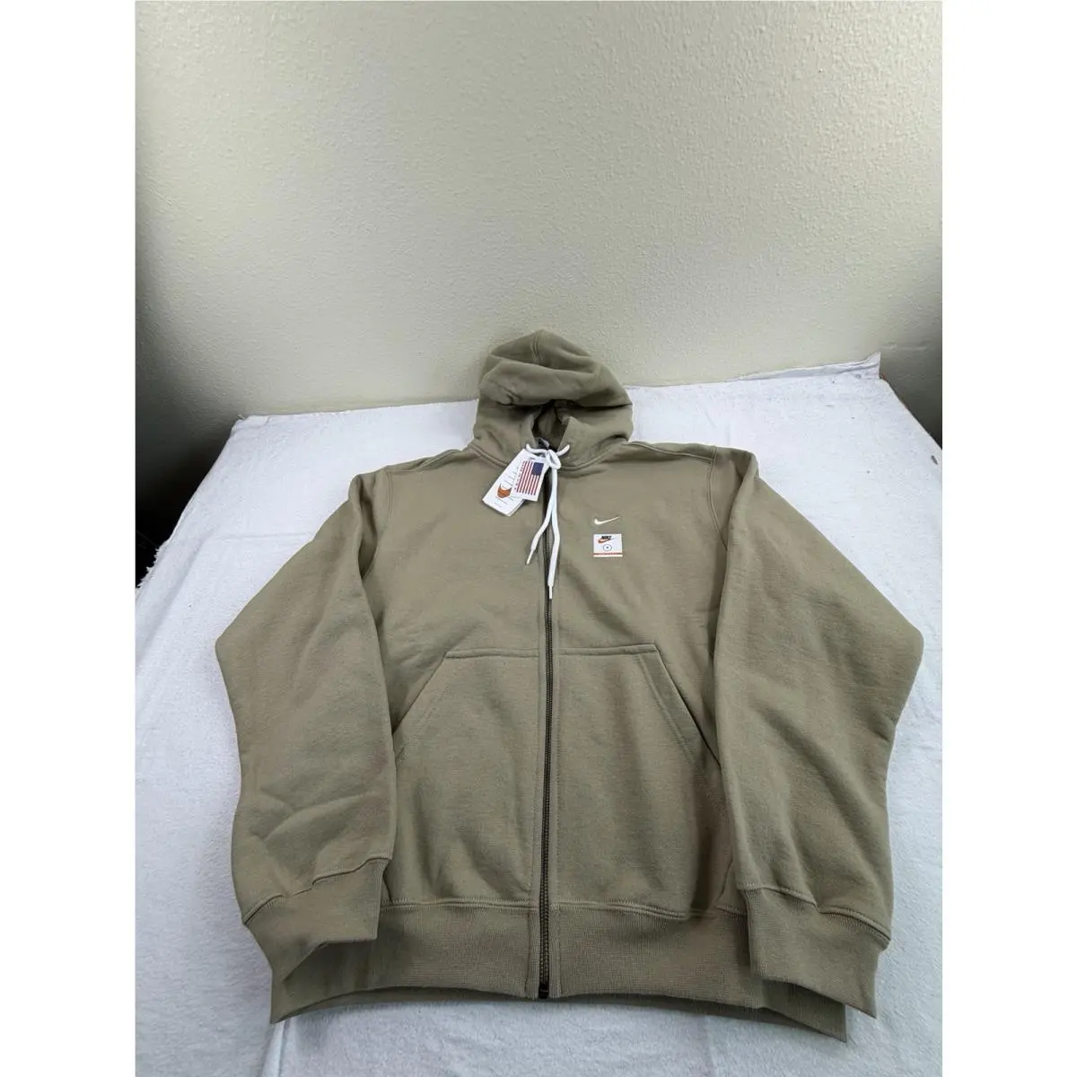Nike Made In Usa Full Zip Hoodie Mens Sz Sm Khaki Brown DH5042-247