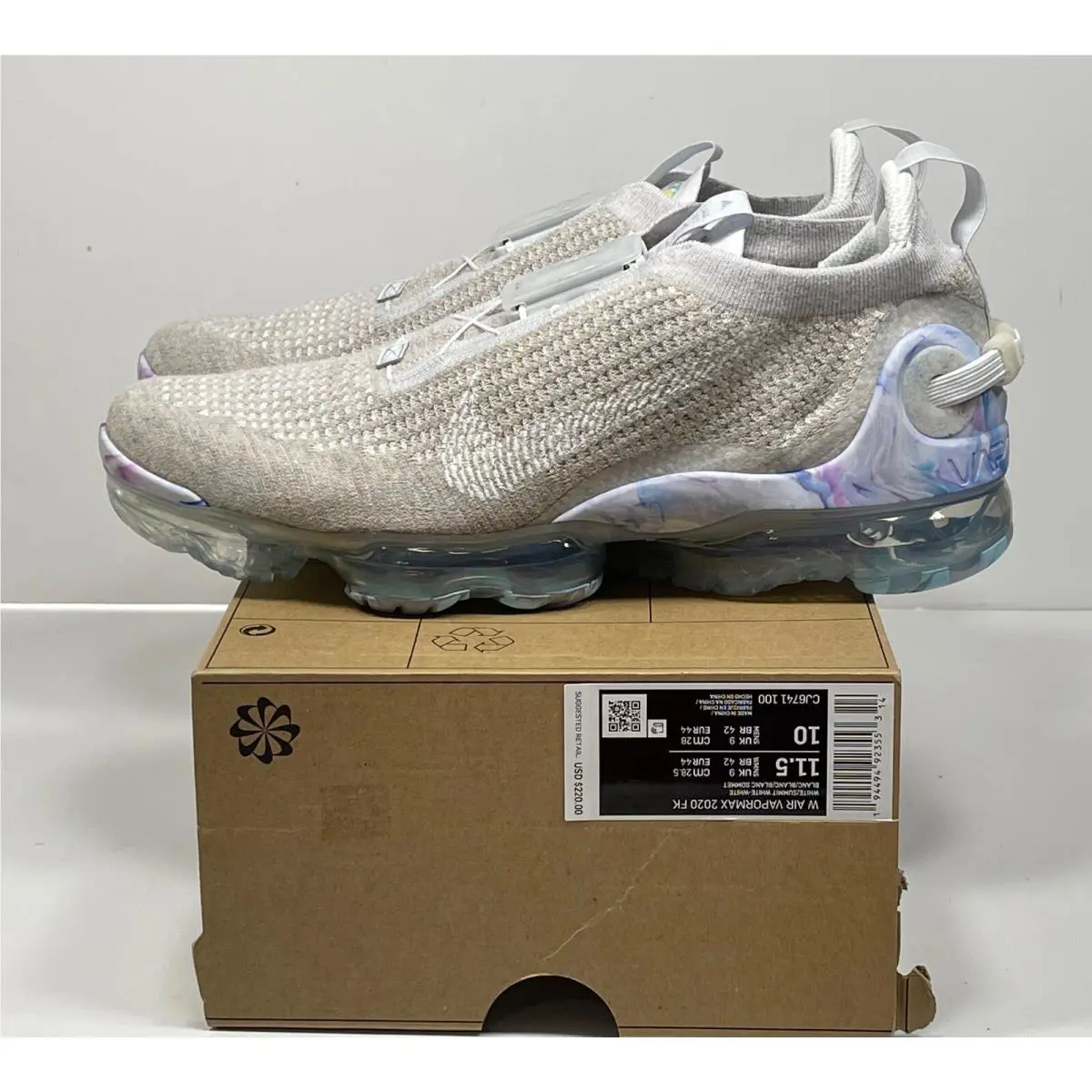 Wmns Nike Air Vapormax 2020 Flyknit `summit White` CJ6741 100 Size W-11.5 M-10