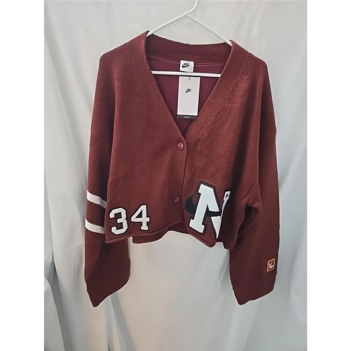 Nike Women By Yoon Cardigan Size XL Cropped Oversized Button-up Embroidery
