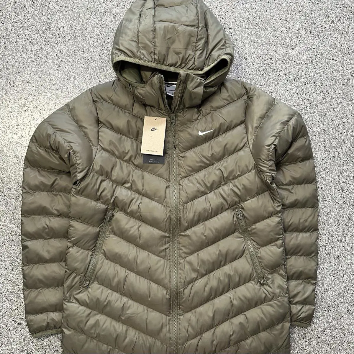 Nike Therma-fit Parka Jacket Womens S Olive Green HV2460 Repel Fill Primaloft