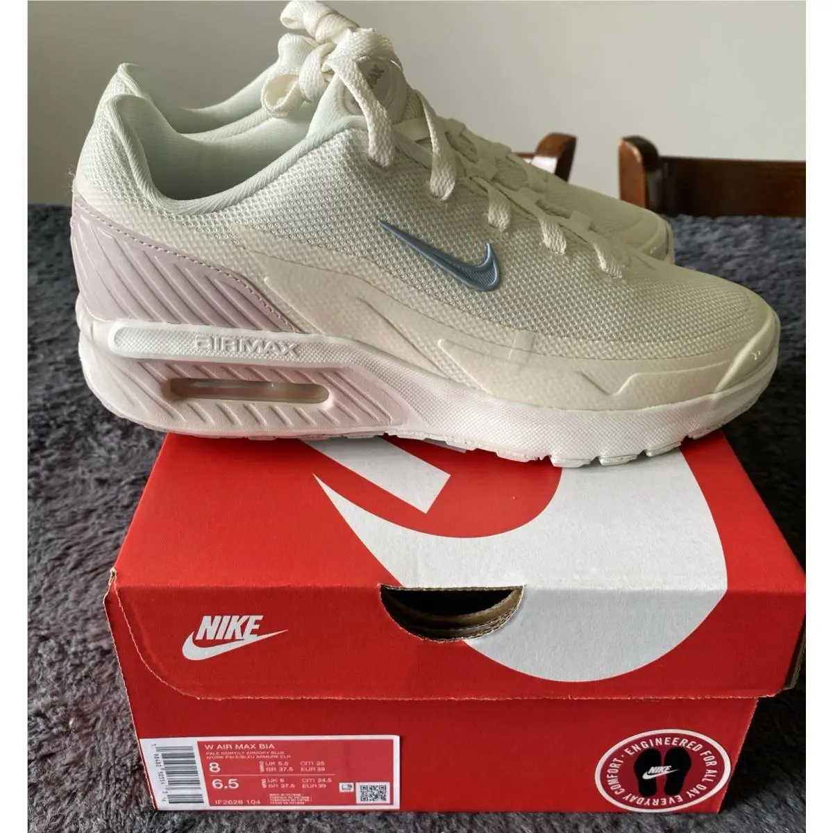 Nike Air Max Bia Running Shoes Women`s Size 8 IF2628-104 Pale Ivory Armory Blue