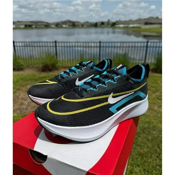 12 Men`s Nike Zoom Fly 4 Black Blue White Running Sneakers CT2392-003