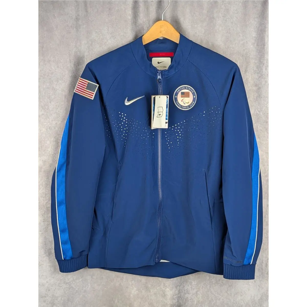 Nike Team Usa Paralympic Training Jacket Womens Small Navy Blue Dri-fit