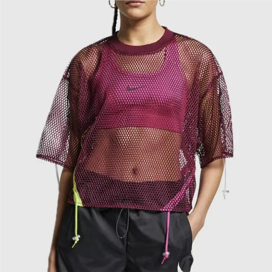 Nike AR3033 Nsw Mesh Top Burgundy Size XS