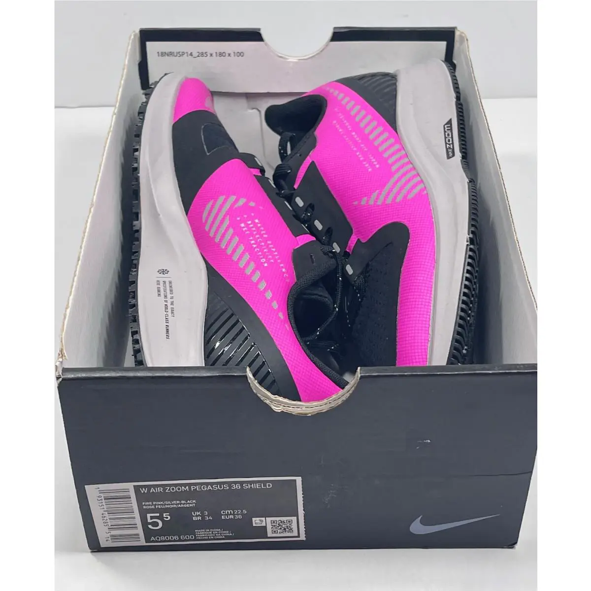 Nike shoes - Pegasus 36 Shield - Pegasus Shield - AQ8006 600 - Fire Pink - Silver Black (UPC: 193151462855) 9