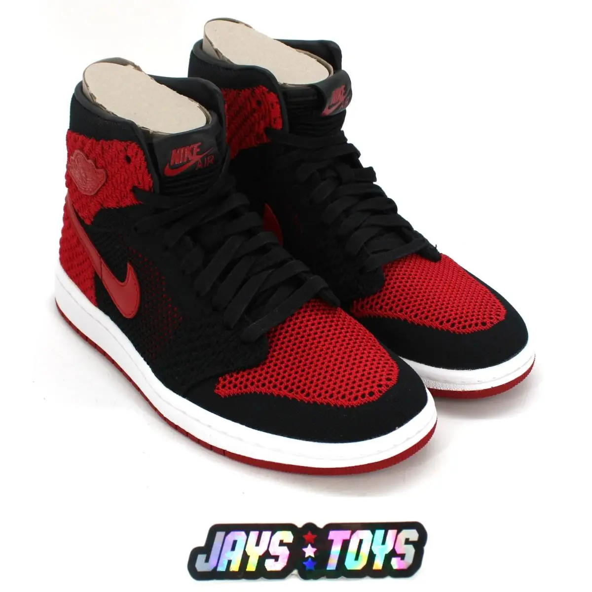 Nike Air Jordan 1 Retro High Flyknit Bred Black Red Size 6Y