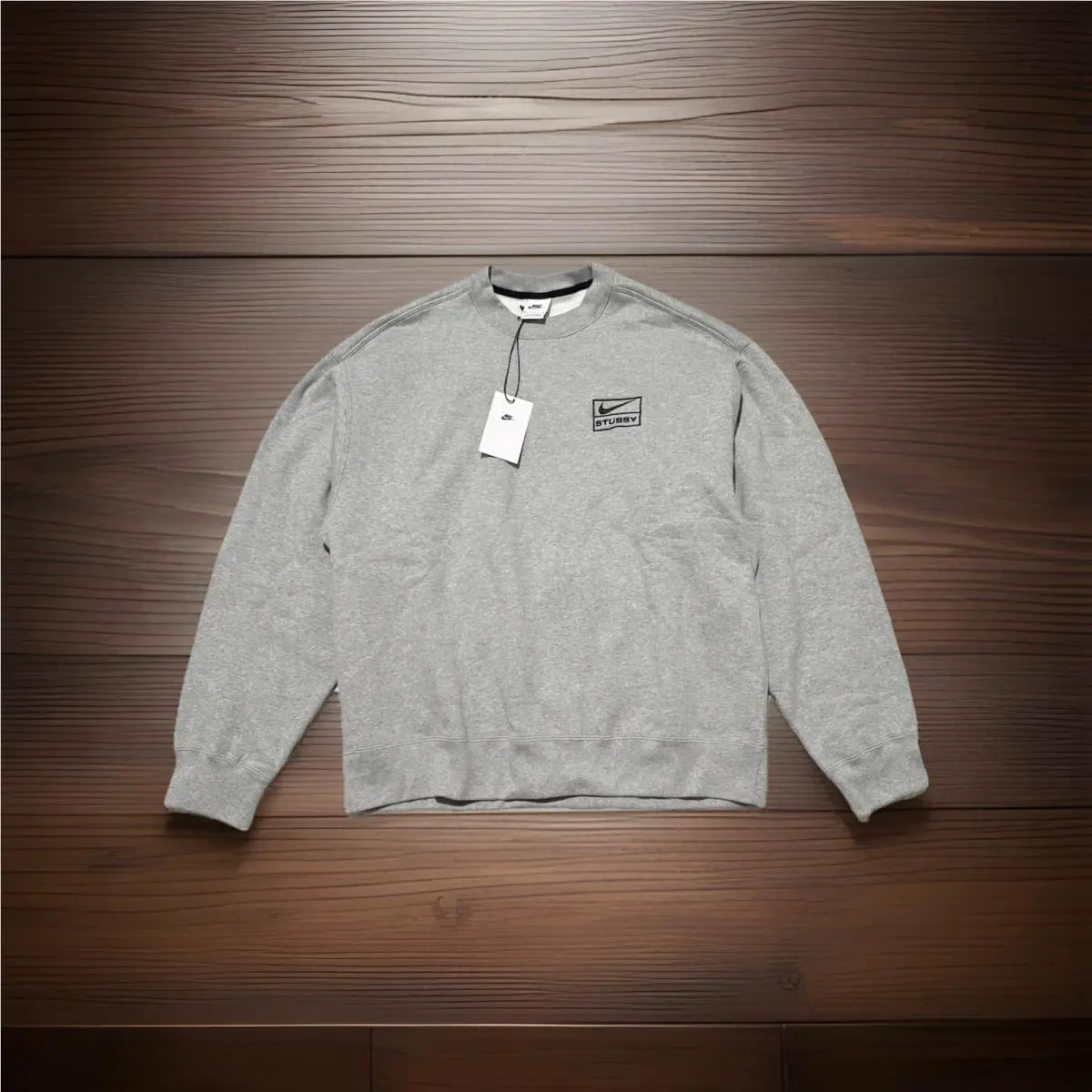 Nike x Stussy Fleece Crewneck Sweatshirt Heather Grey DO9337-063 Medium