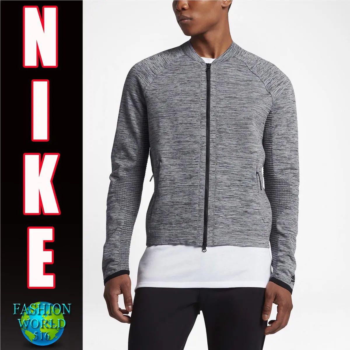 Nike Men`s Sportswear Tech Knit Full Zip Jacket Size XL Gray Heather 832178