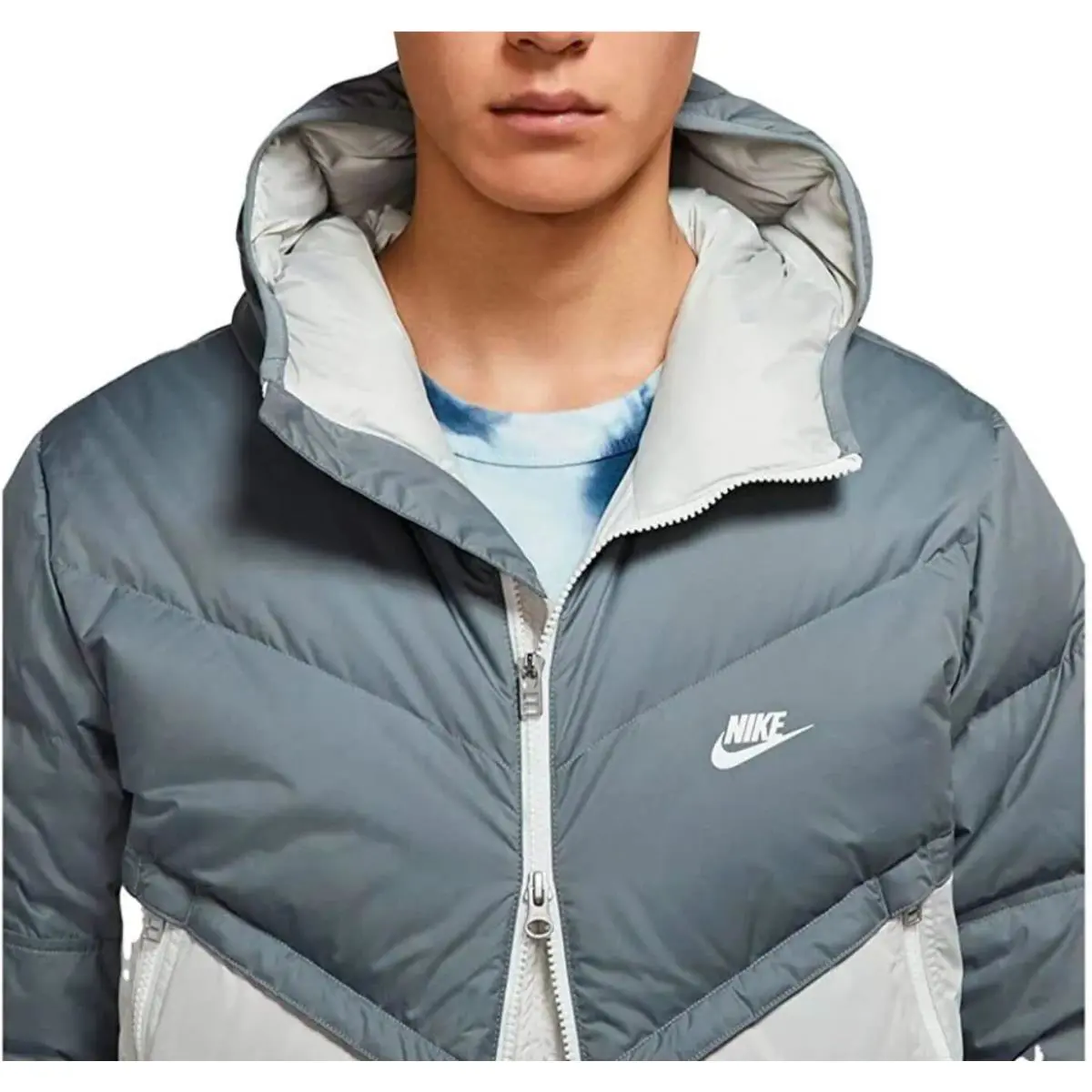 Nike clothing - Nike Sportswear Storm-Fit Windrunner Down-Fill Jac - Smoke Grey/Light Bone/Sail/Sail (UPC: 195239062544) 1