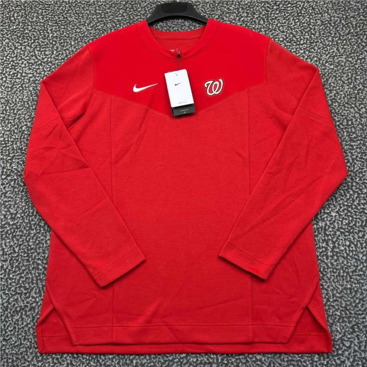 Nike Dri-fit Sweatshirt Men Large Red Washington Nationals Mlb 1/4 Zip L