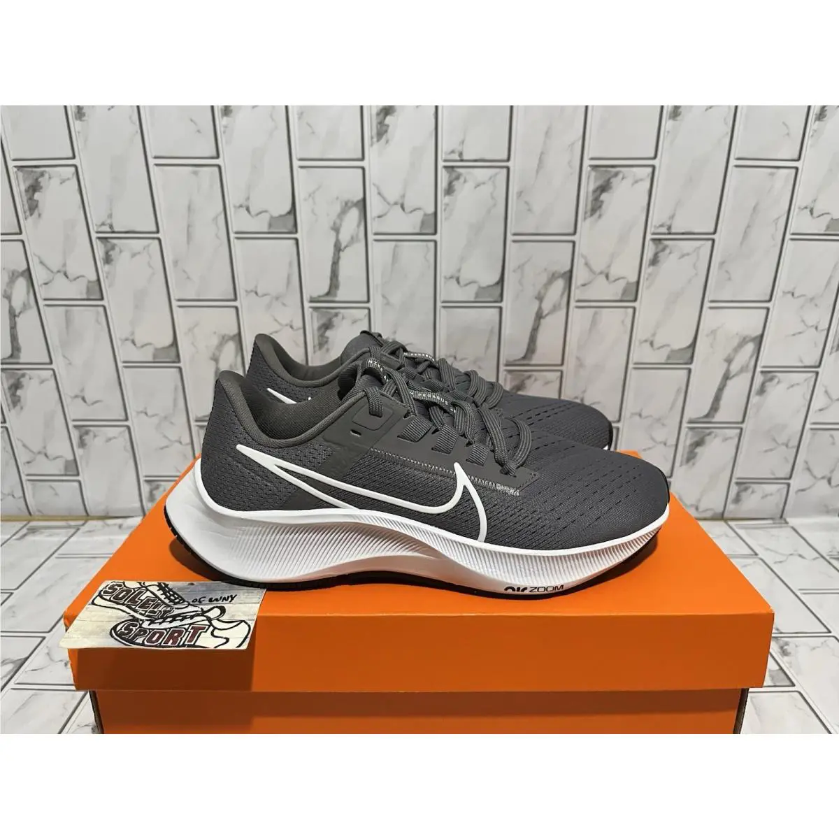 Nike Air Zoom Pegasus 38 Grey White Running Shoes Training Gym Womens 5