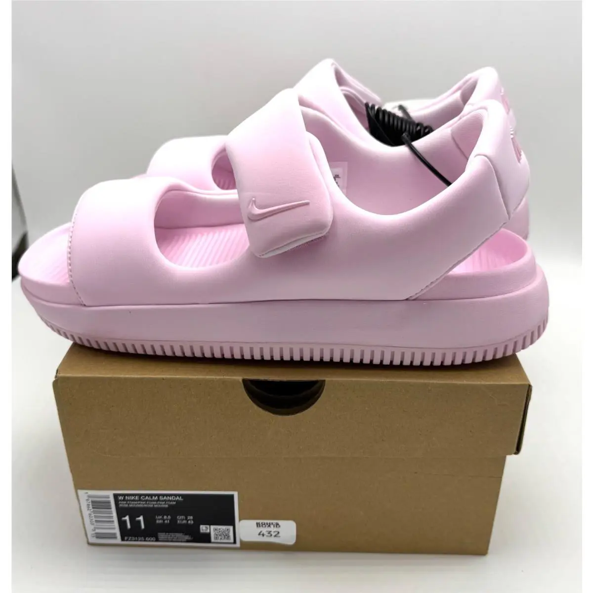 Women’s Size 11 Nike Calm Pink Foam Sandals FZ3125-600 Hoop Loop Closure