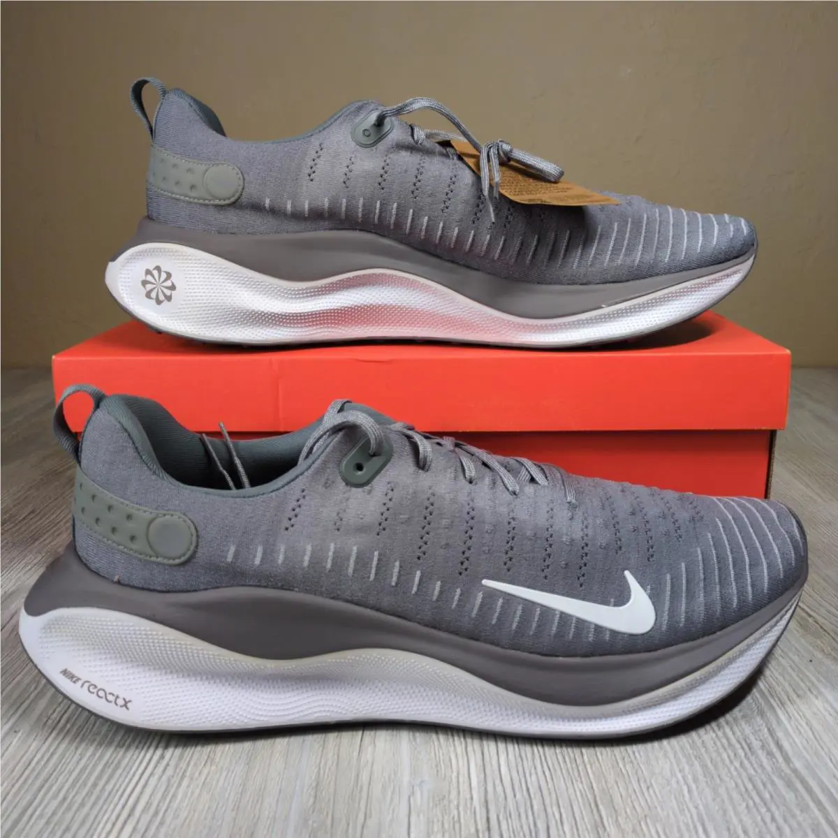 Nike Reactx Infinity Run Flyknit 4 Cool Grey Mens Size 18 FJ1221-008