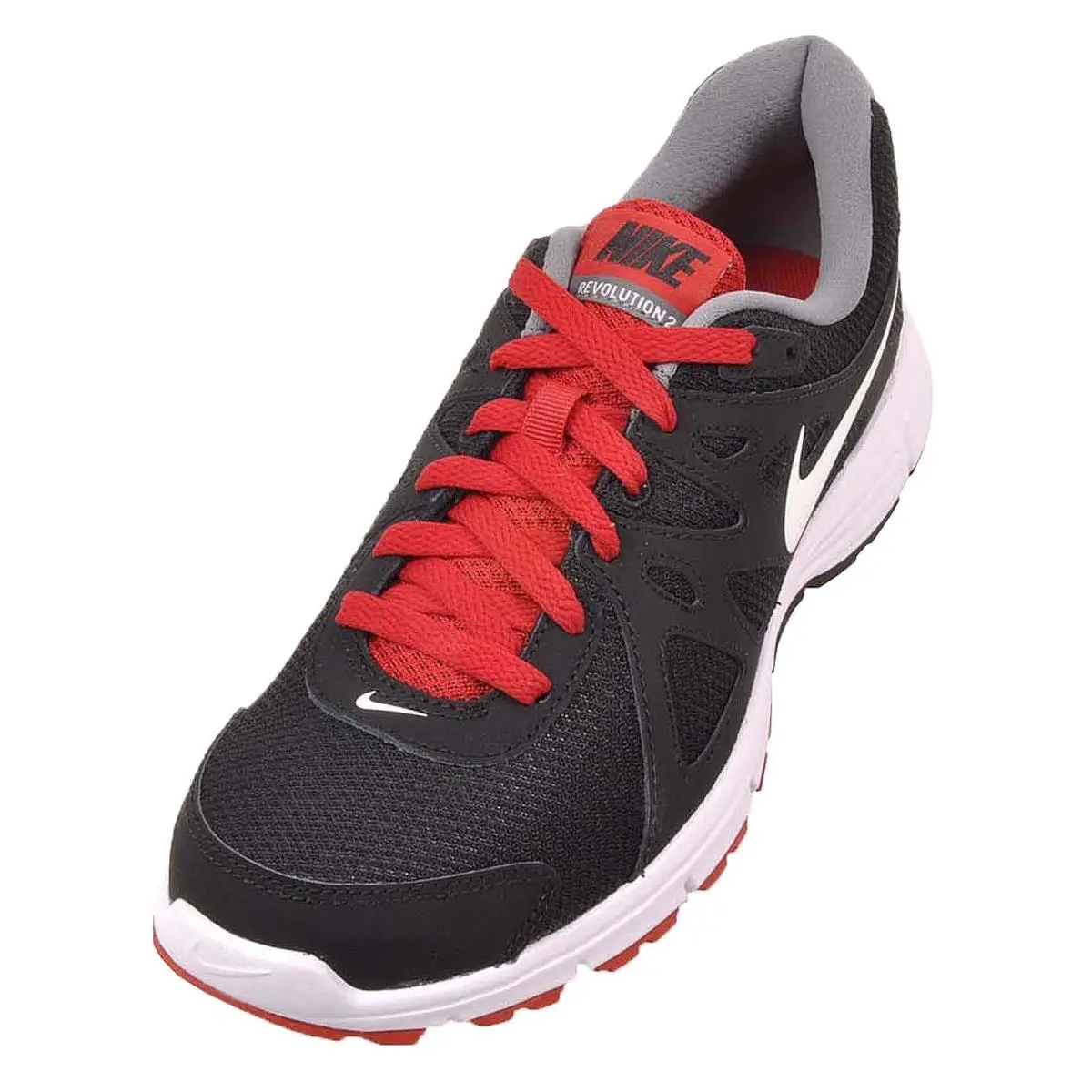 Nike Mens Revolution 2 Running Shoes Black Varsity Red Sneakers Size 10.5 - Black