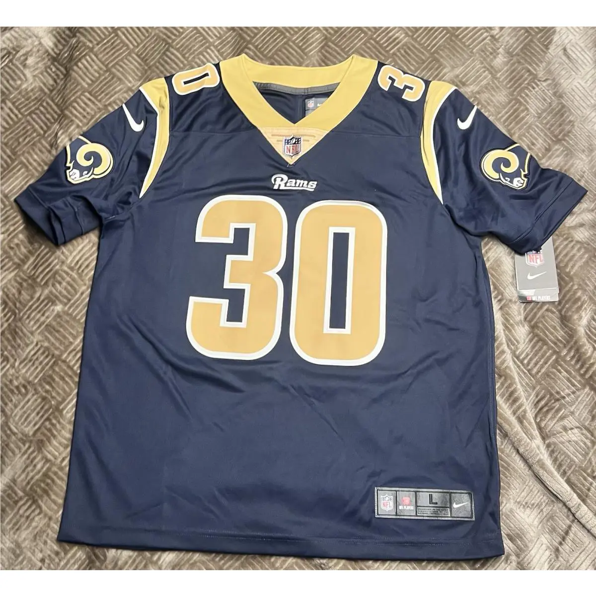 Size Large-nike T. Gurley II 30 St Louis Rams Jersey Royal Blue 850914-426