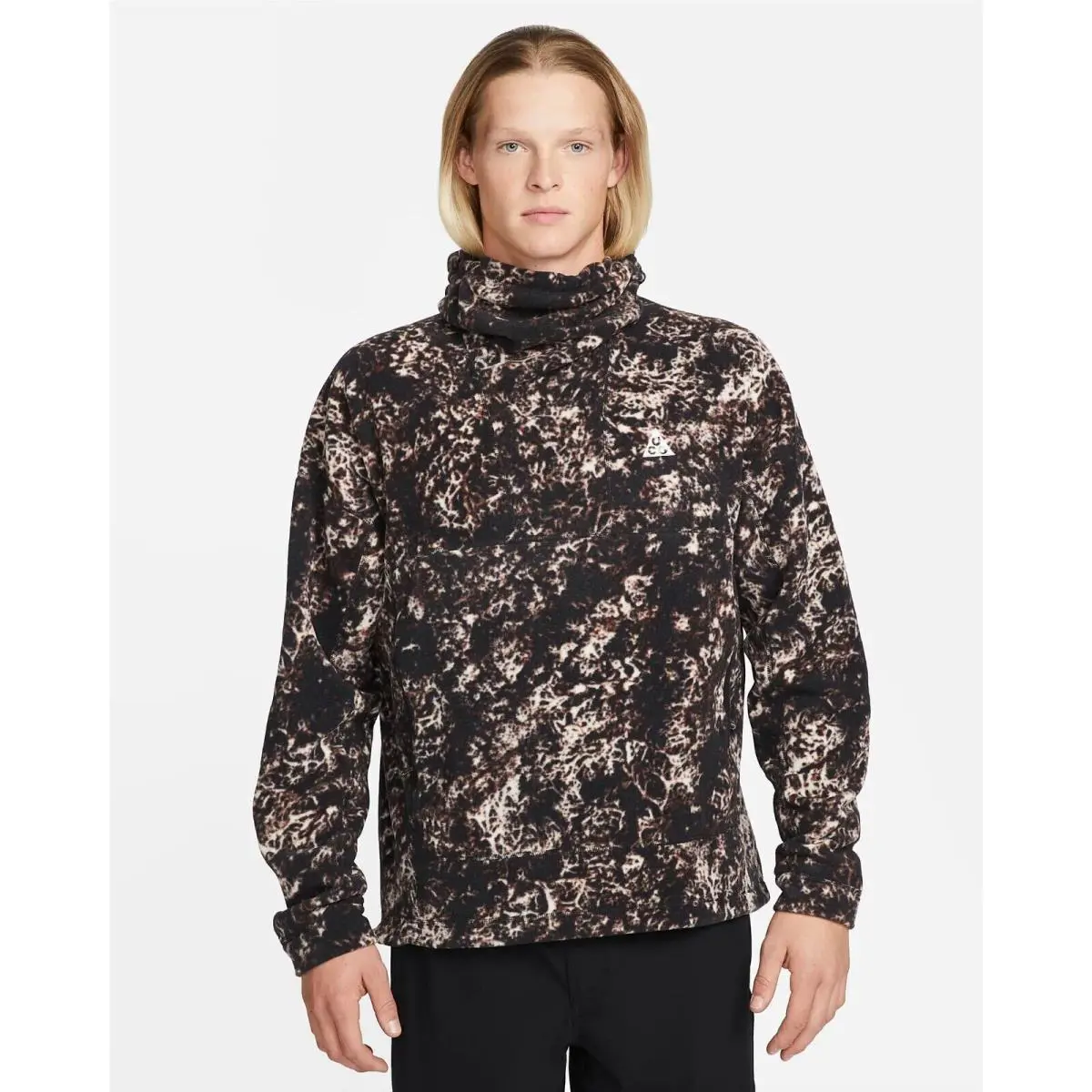 Nike Acg Therma-fit Wolf Tree Men`s Pullover Hoodie DV9102-104 Brwn/blk Sz M