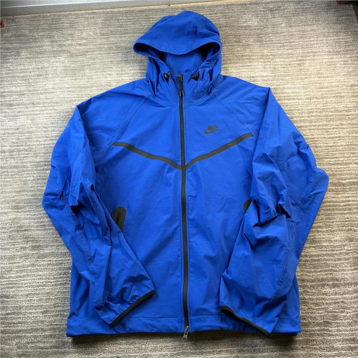 Nike Jacket Mens Small Royal Blue Full Zip Windrunner Hoodie Tech Woven