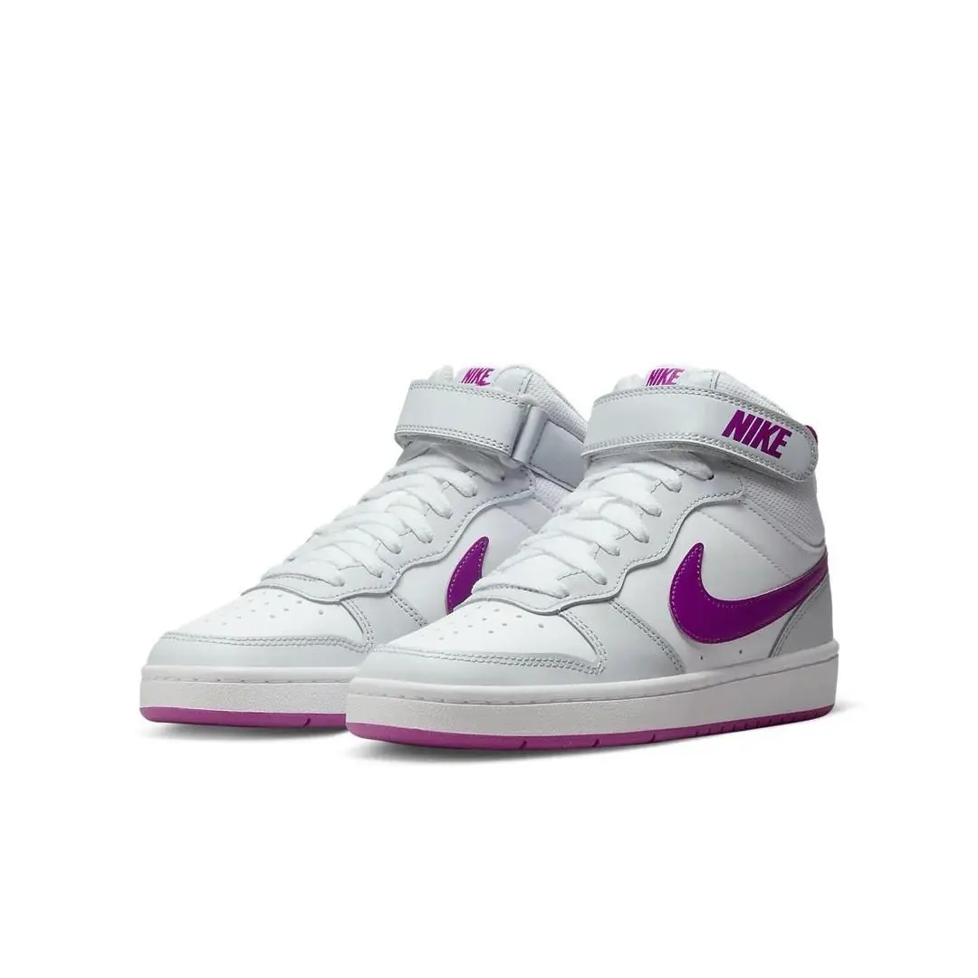 Nike Court Borough Mid 2 GS Pure Platinum Vivid Purple CD7782-009 5Y