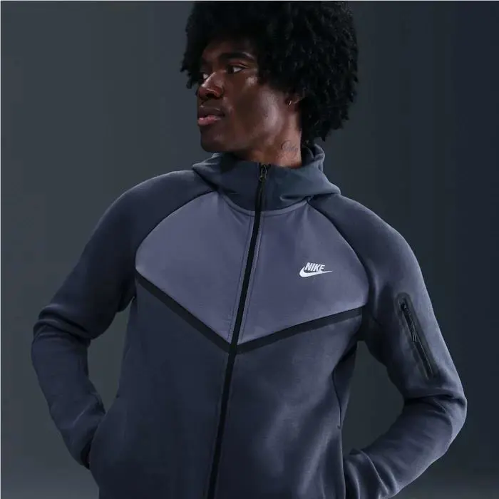 Nike Tech Men`s Fleece Windrunner Full-zip Jacket IH4302-437 Blue Silver M