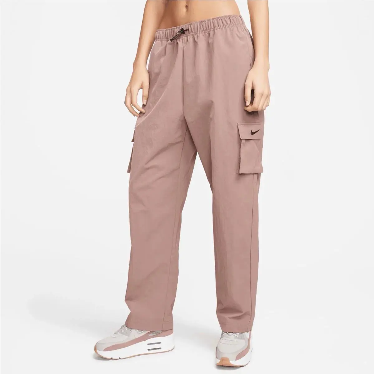 Nike Cargo Pants Womens M Sportswear Essential High-rise Woven Mauve Pockets