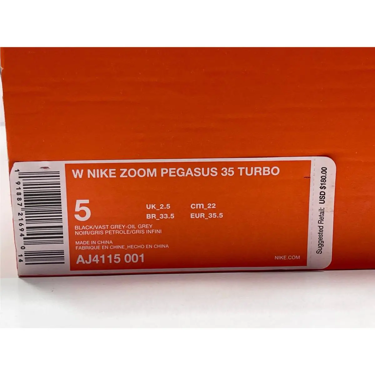Nike shoes - Nike Zoom Pegasus 35 Turbo - AJ4115 001 - BLACK/VAST GREY OIL GREY (UPC: 191887216940) 7