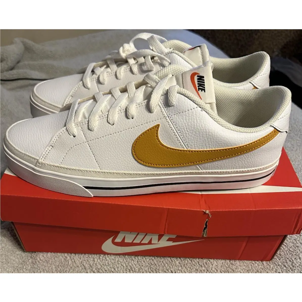 Nike Court Legacy White/light Curry-black Retro Sneakers CU4150-109 Sz 13