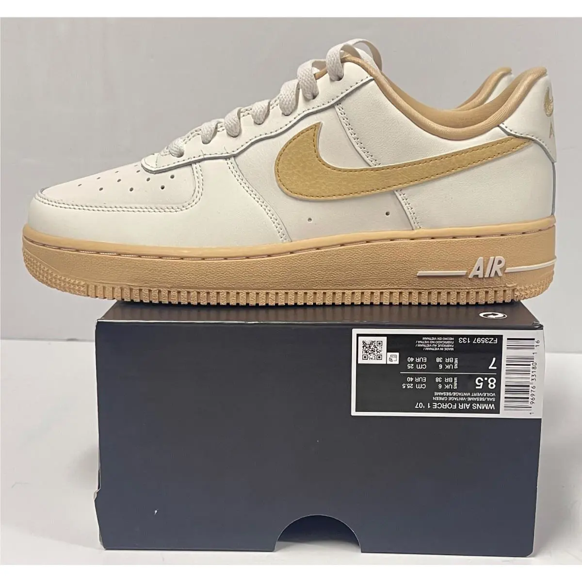 Nike Womens Air Force 1 `07 Sail Sesame FZ3597 133 Size 8.5
