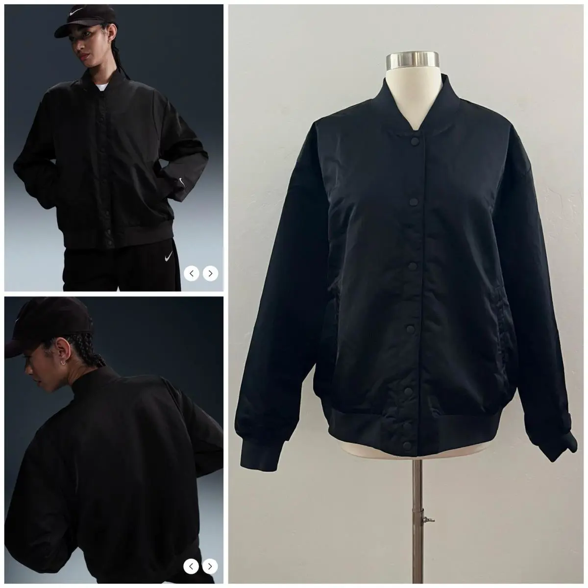 Nike Destroyer Oversized Woven Bomber Jacket Women`s Medium Black HJ0971-010