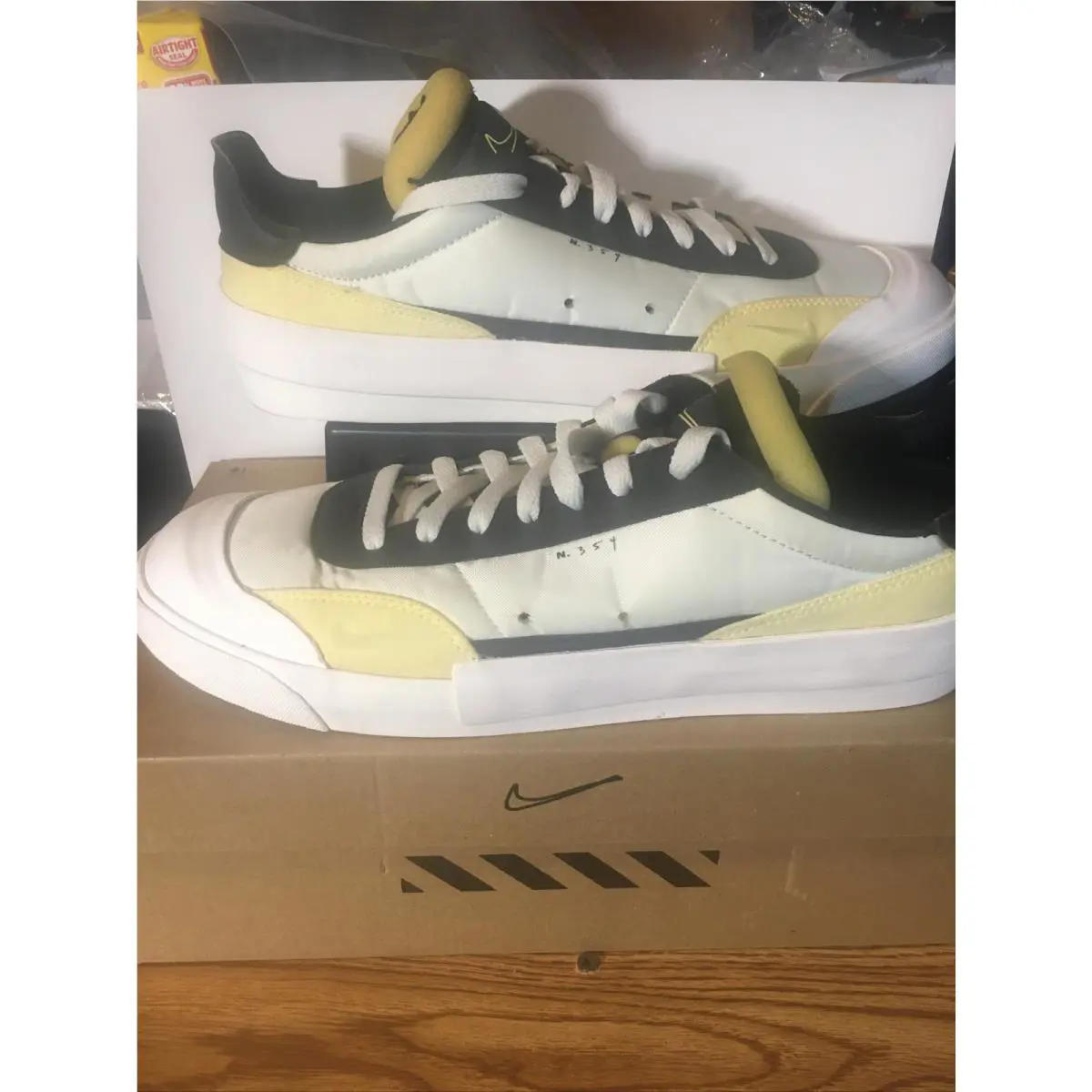 Nike Drop-type N.354 Sail White Black Yellow Men Lifestyle Shoes AV6697-size 10