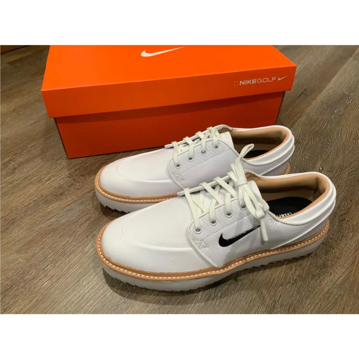 Nike Janoski G Tour Golf Shoes White Black Vachetta Tan BV8070 100 Men Sz 8