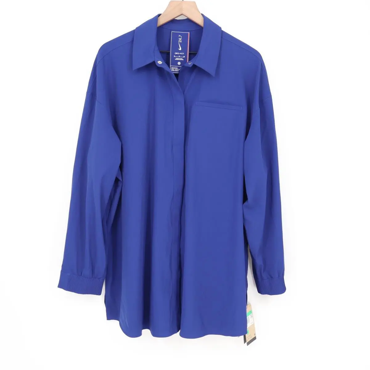 Nike 24.7 Dri-fit Womens XL Blue Long Sleeve Button Up Shirt