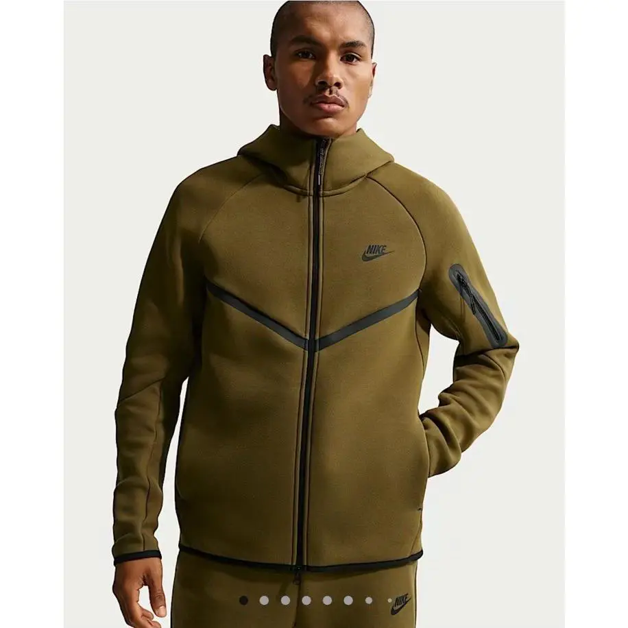 Nike Tech Fleece Windrunner Full-zip Hoodie Olive Green HV0949-368 Men Size XL