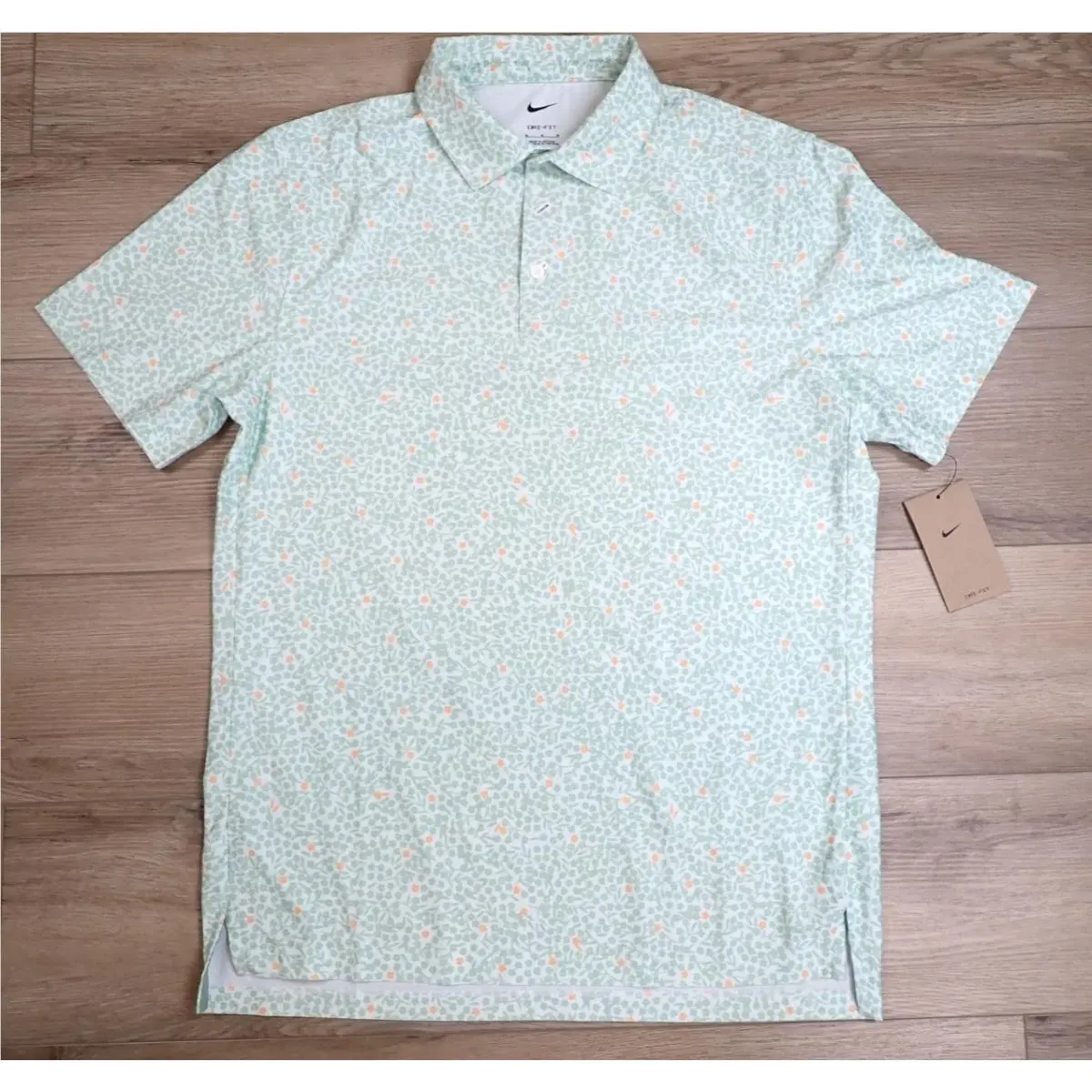 Nike Mens Tailored Performance Dri-fit Golf Polo Shirt Medium Green Floral M