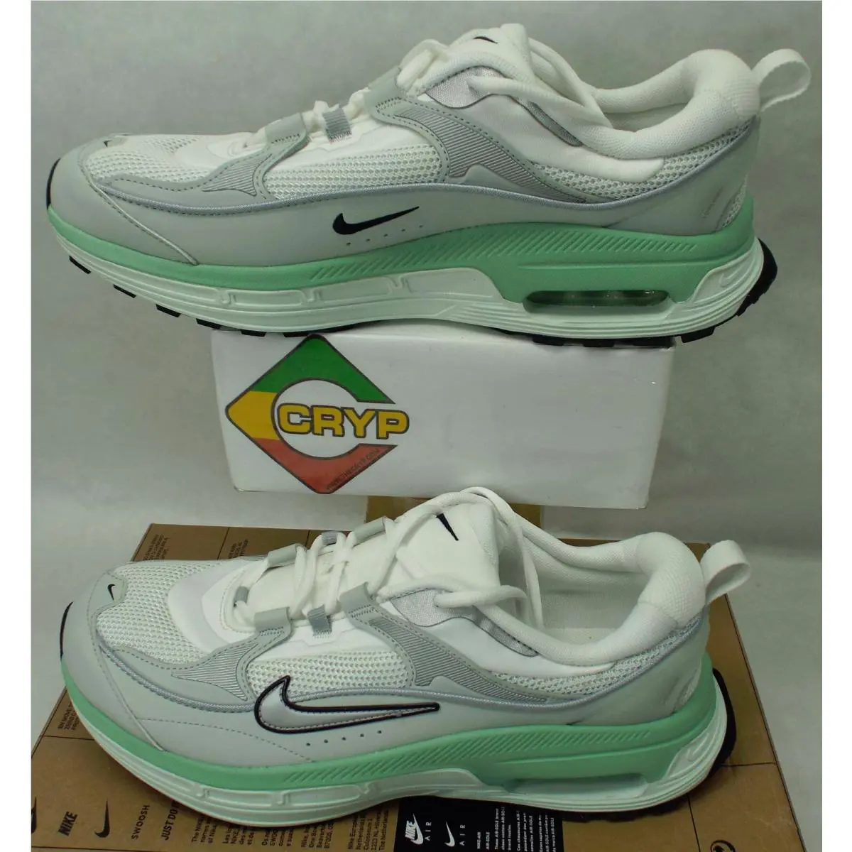 Womens 12 Nike Air Max Bliss Mint White Silver Shoes DH5128-103 Mens 10.5