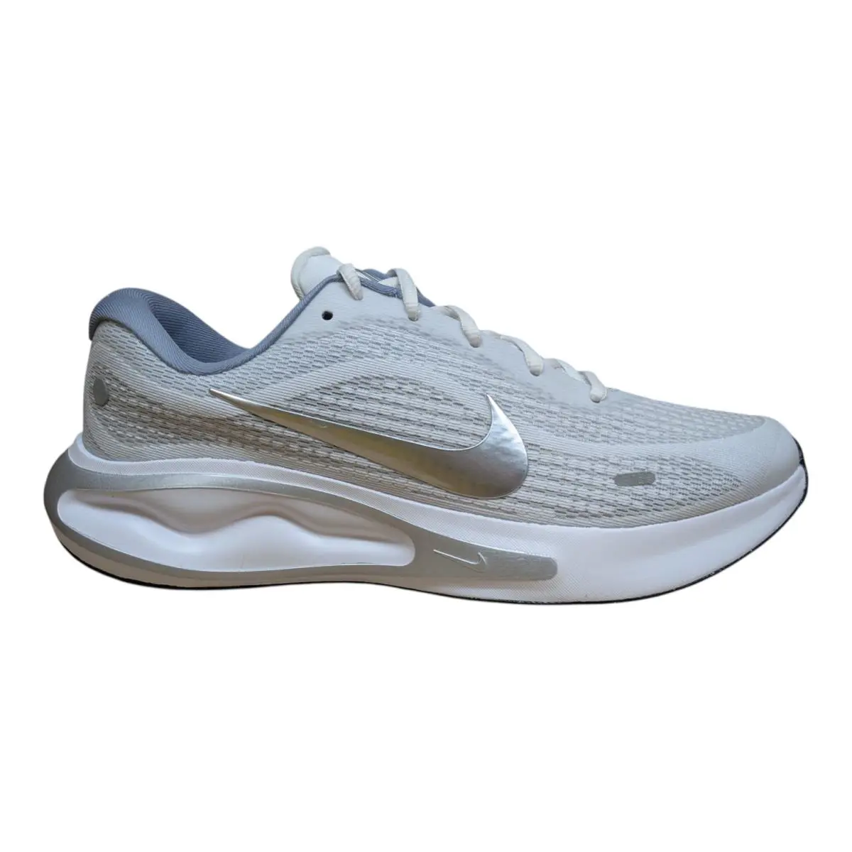 Nike Men`s Journey Run - White/metallic Silver-black - US Size 11.5 - FN0228-104 - Gray