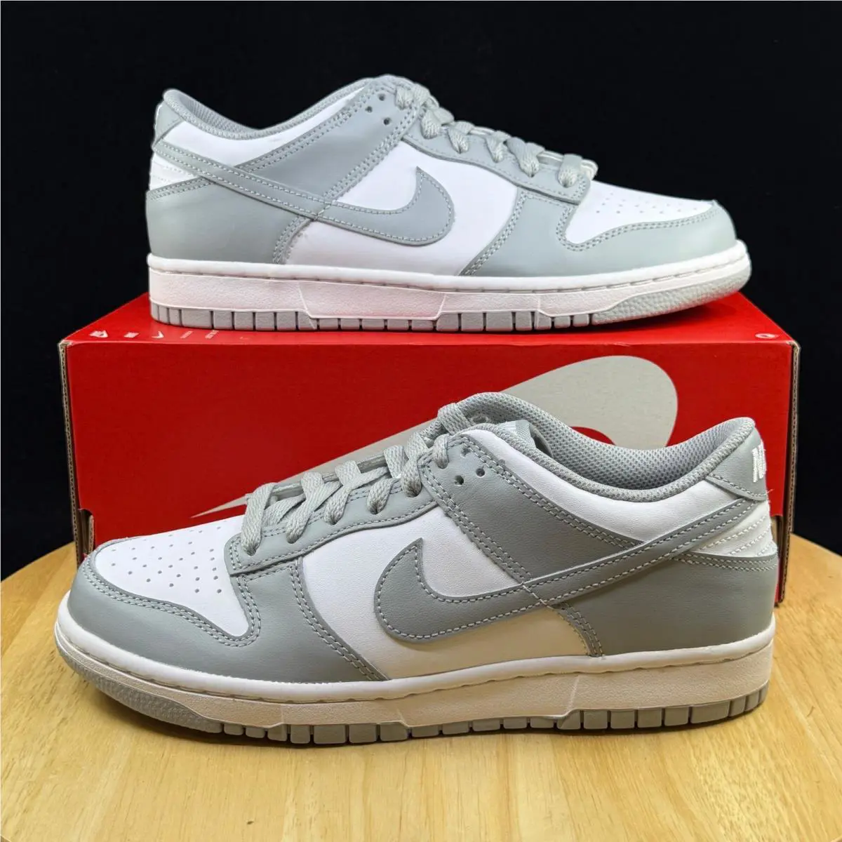 Nike Dunk Low Size 7Y/ 8.5W White Light Smoke Grey FB9109-123