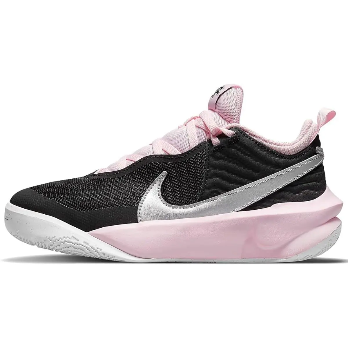 Nike Kid`s Team Hustle D10 GS Basketball Shoe Black/pink/white 7 Big Kid