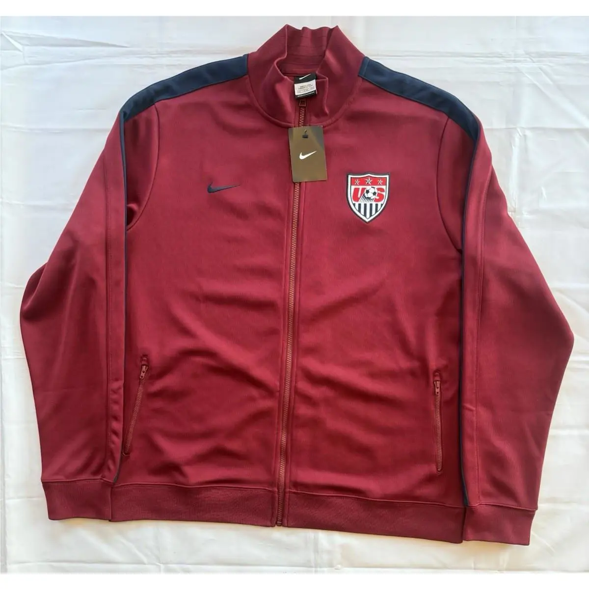 2013 Nike US Soccer Track Jacket Men`s 2XL Maroon Blue Usa Full Zip Warm Up