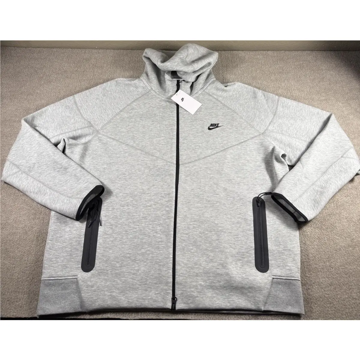 Nike Tech Fleece Gray Heather Windrunner Full Zip Hoodie FB7921-063 Men`s Xxl