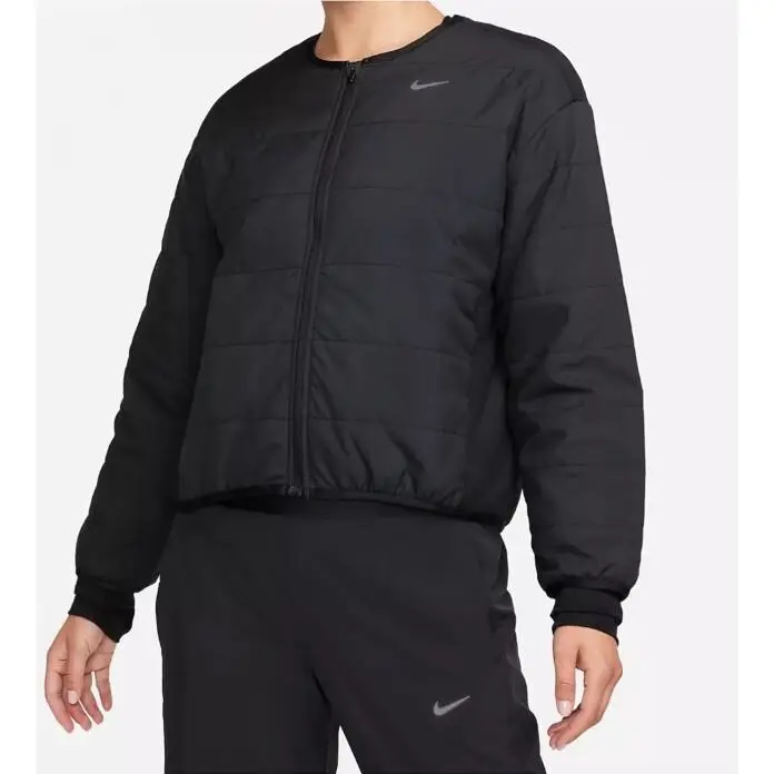 Nike Therma Fit Running Quilted Black Zip Jacket Women`s XL Black FB7511