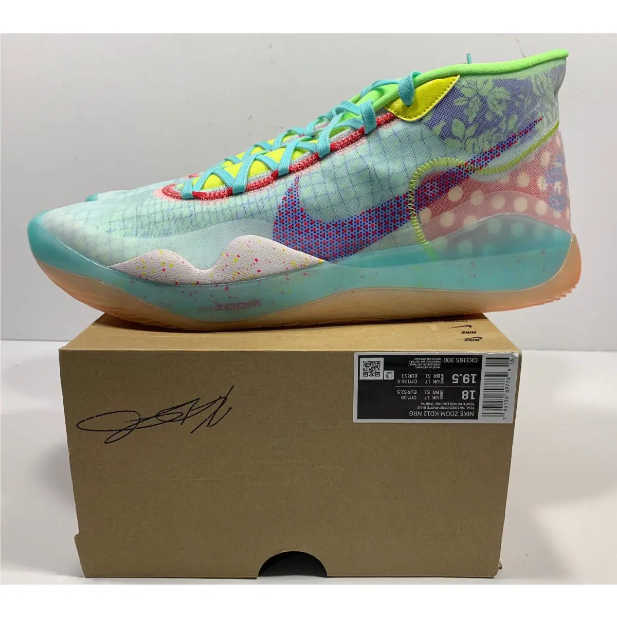 Nike Zoom KD12 Eybl Nrg CK1195-300 Peach Jam Kevin Durant Men`s Size 18