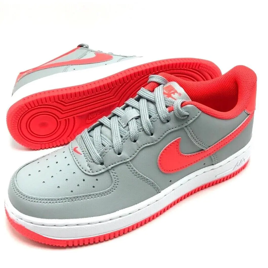 Nike Youth Air Force 1 Low GS Smoke Grey/crimson Red CT3839-005 Sz 4Y