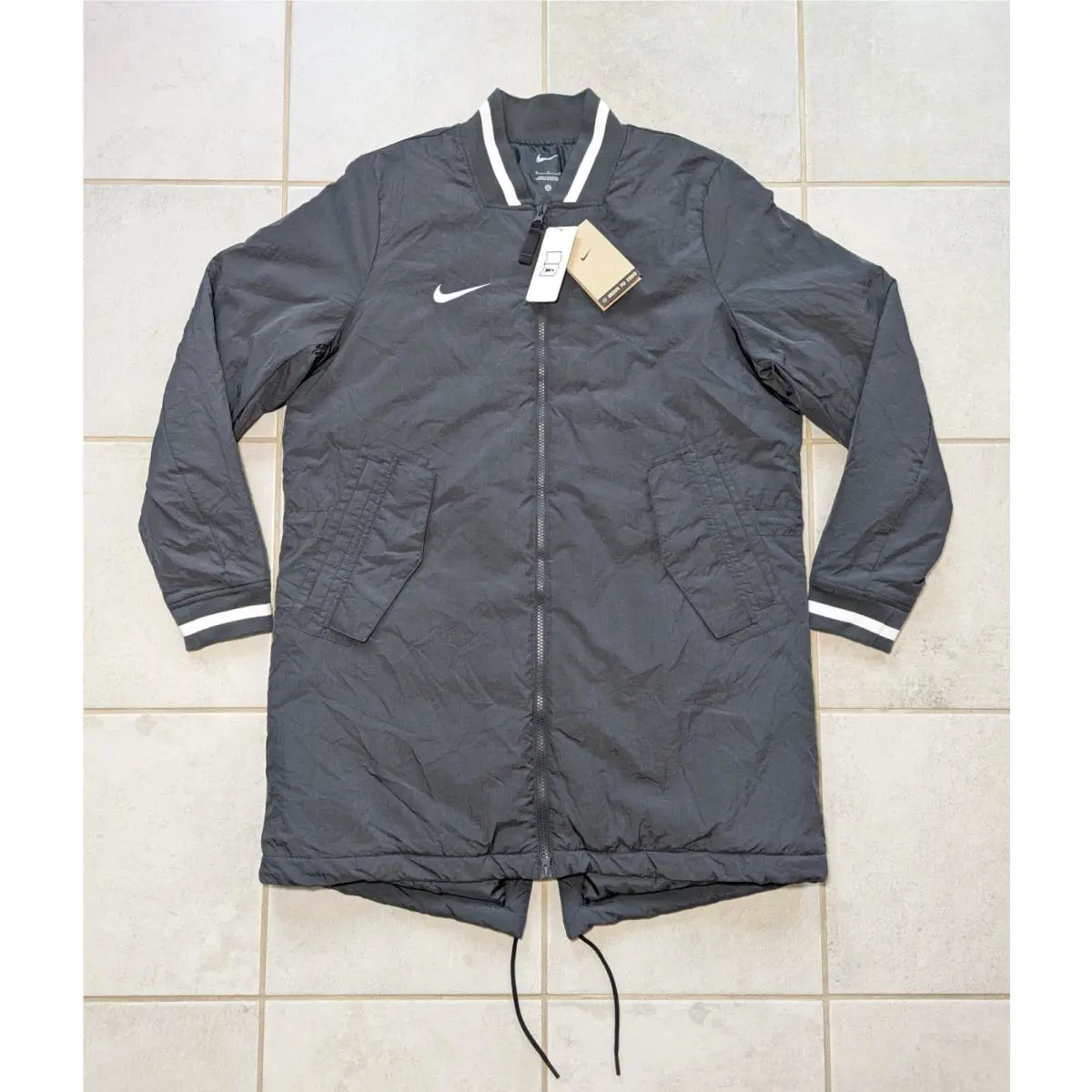 Nike Women`s Medium Jacket Long Dugout Bench Black Zip Softball Black Long