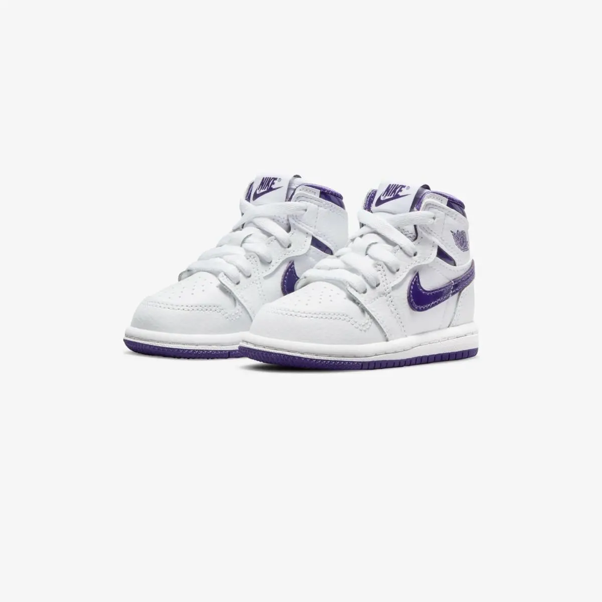 Nike Air Jordan 1 High Og White/court Purple Toddler Shoes Size 10