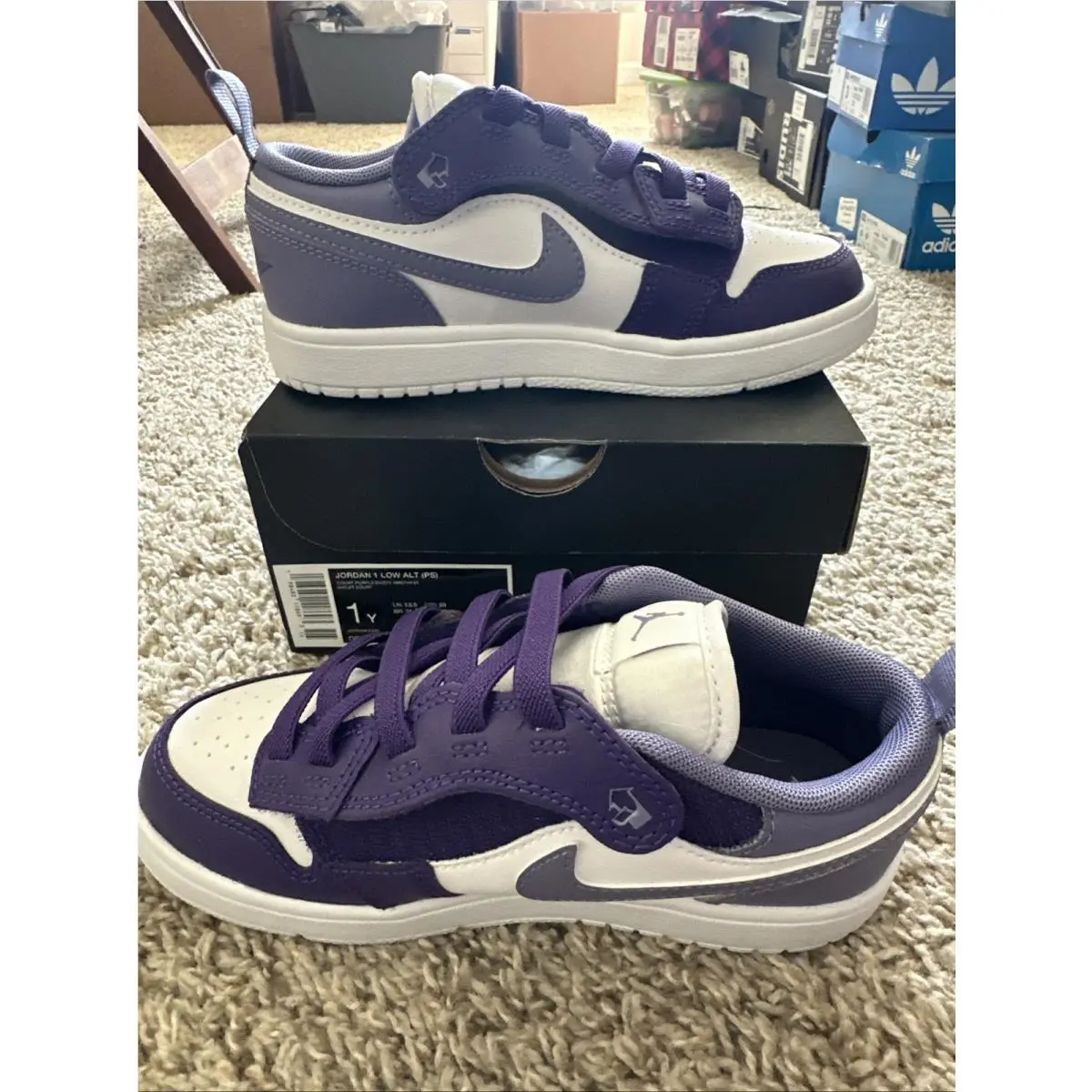 Jordan 1 Low Alt Little Kids` Shoes Court Purple/white/dusty Amethyst Size 1Y