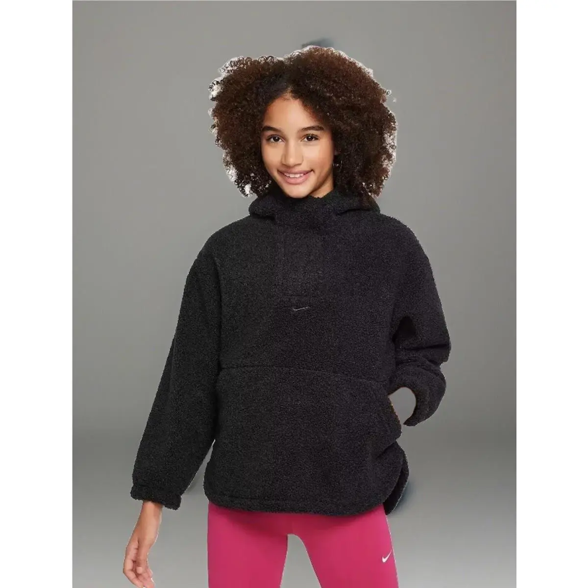 Nike High-pile Fleece Big Kids` Girls` Therma-fit Training Jacket - Sz M