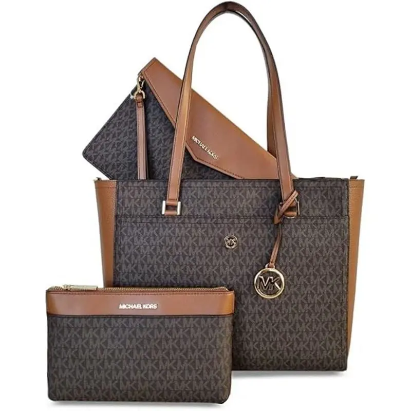 Michael Kors Outlet Maisie Large Logo 3-in-1 Tote Bag -brown-os - Exterior: Brown