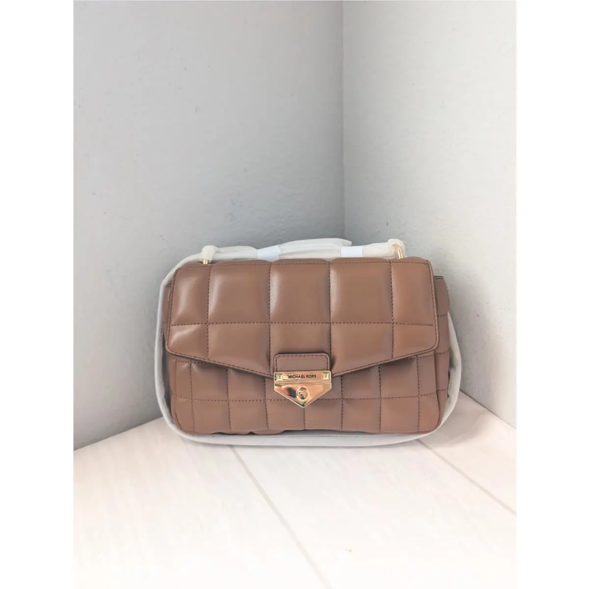 Michael Kors Soho Large Quilted Shoulder Bag in Luggage