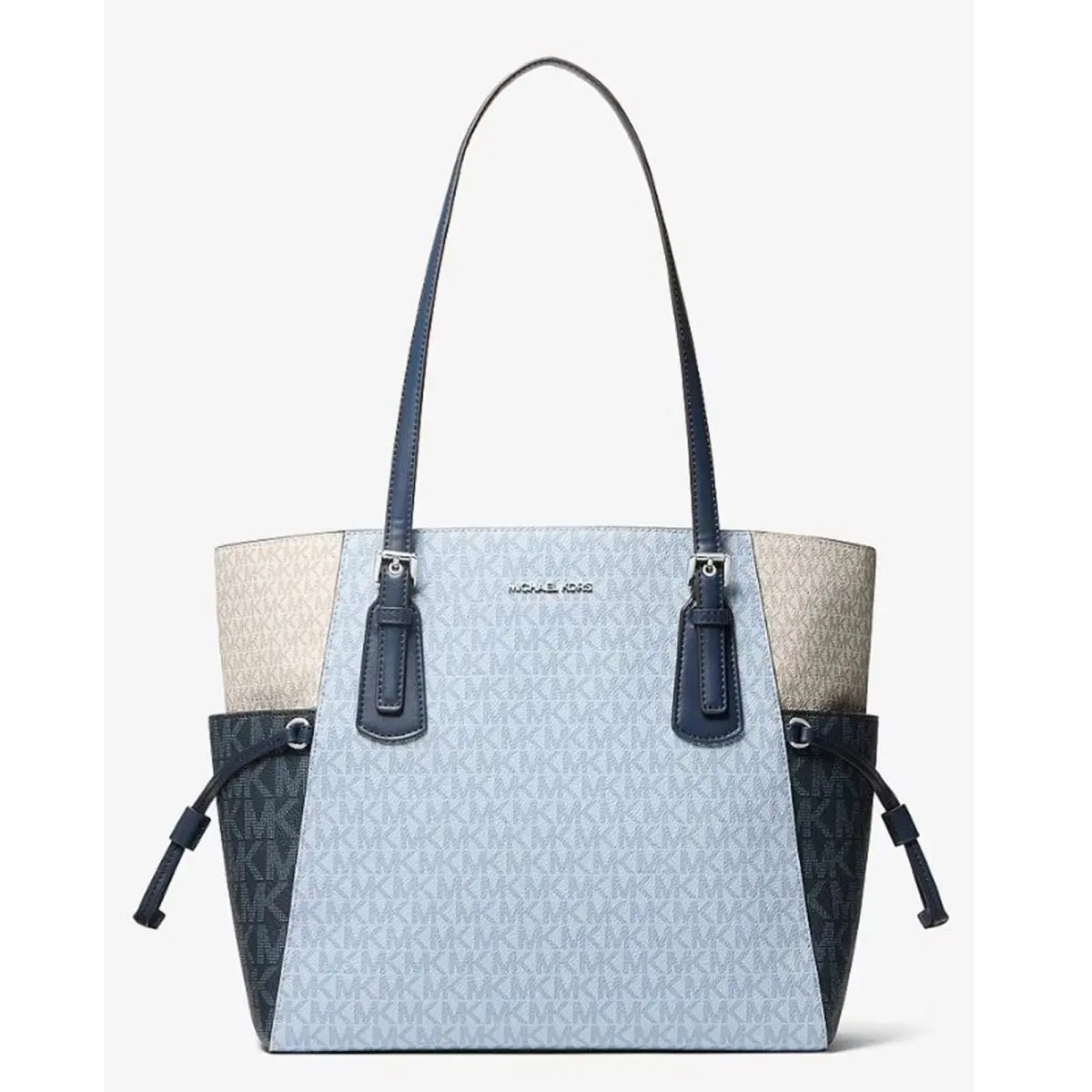 Michael Kors Outlet Large Voyager Tote Bag with Color Blocking and Signature Log