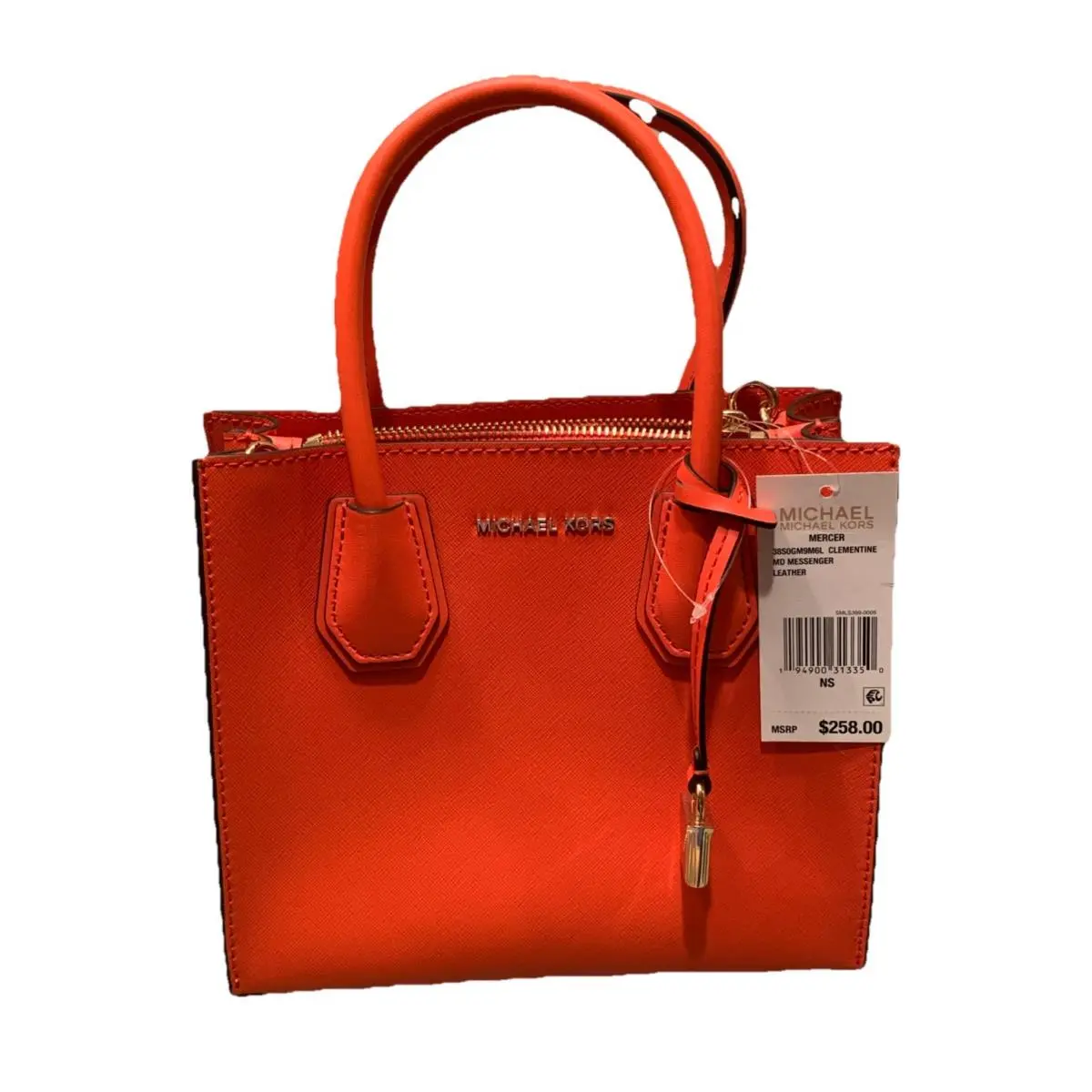 Michael Kors Mercer Medium Messenger Crossbody Bag Clementine Leather